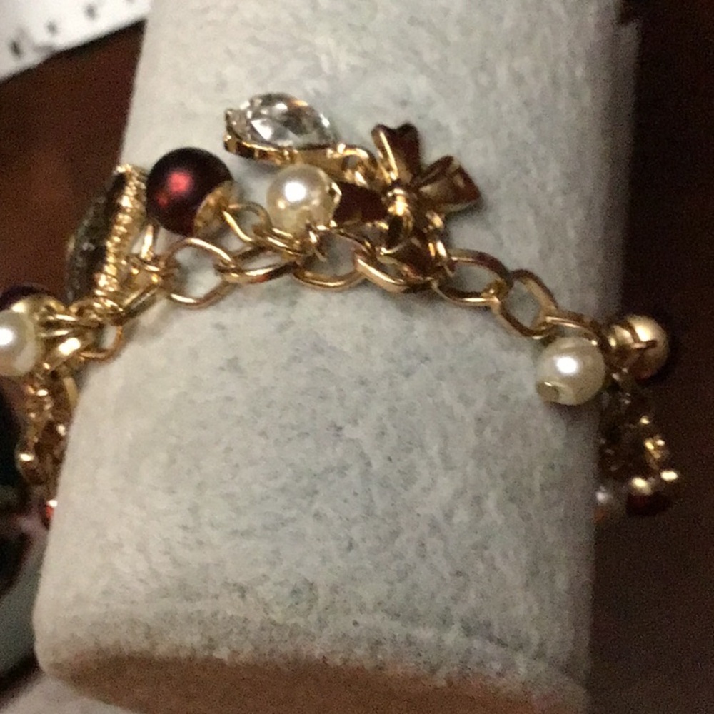 GUESS ROSE GOLD TWO ROW SLIDER CHARM BRACELET - Picture 2 of 9